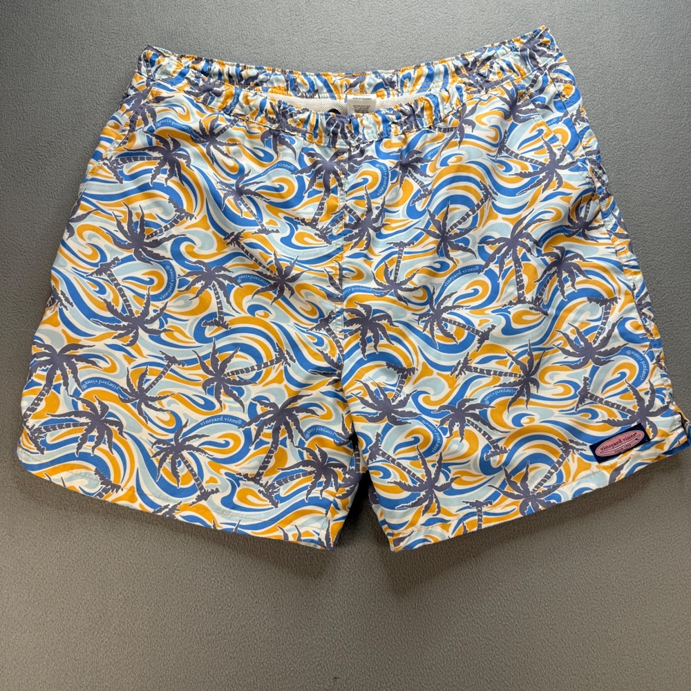Vineyard Vines Swim Trunks Mens XL Multi Color Palm Swirl Chappy Board Shorts